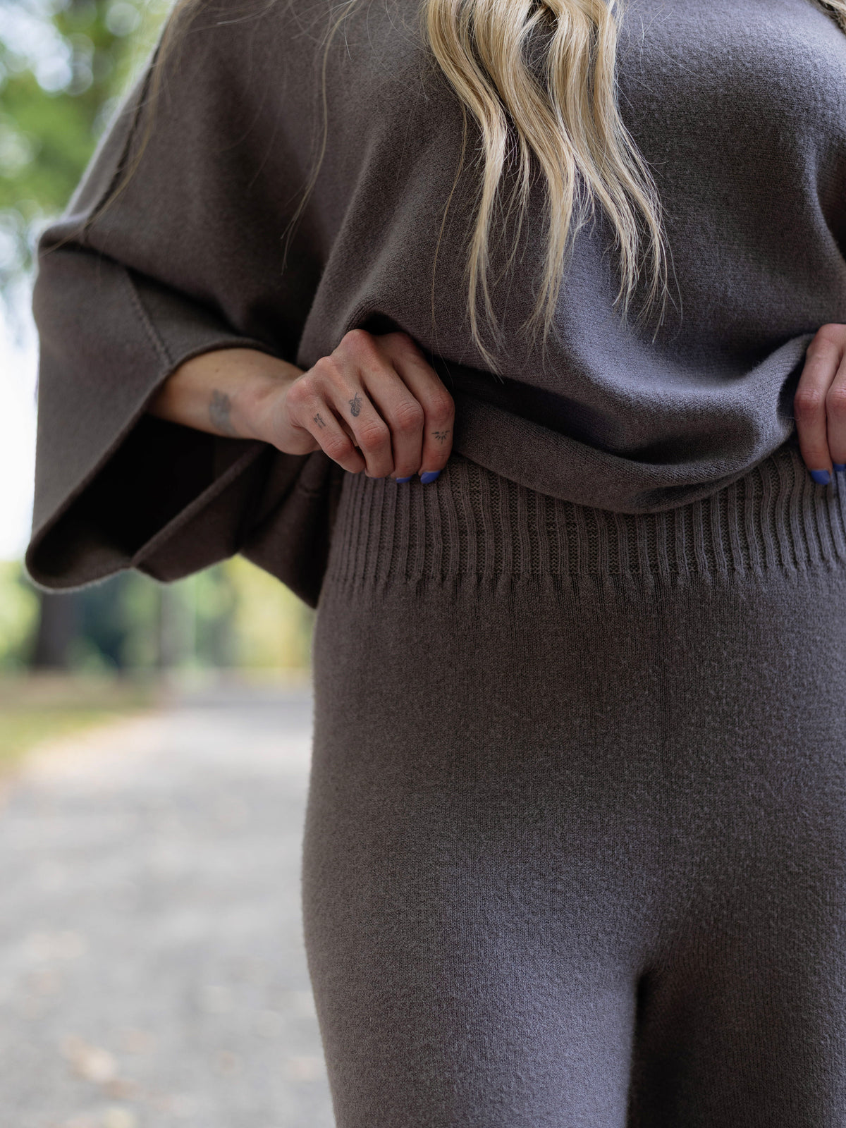 Bella Crop Knit Flare Cozy Pants