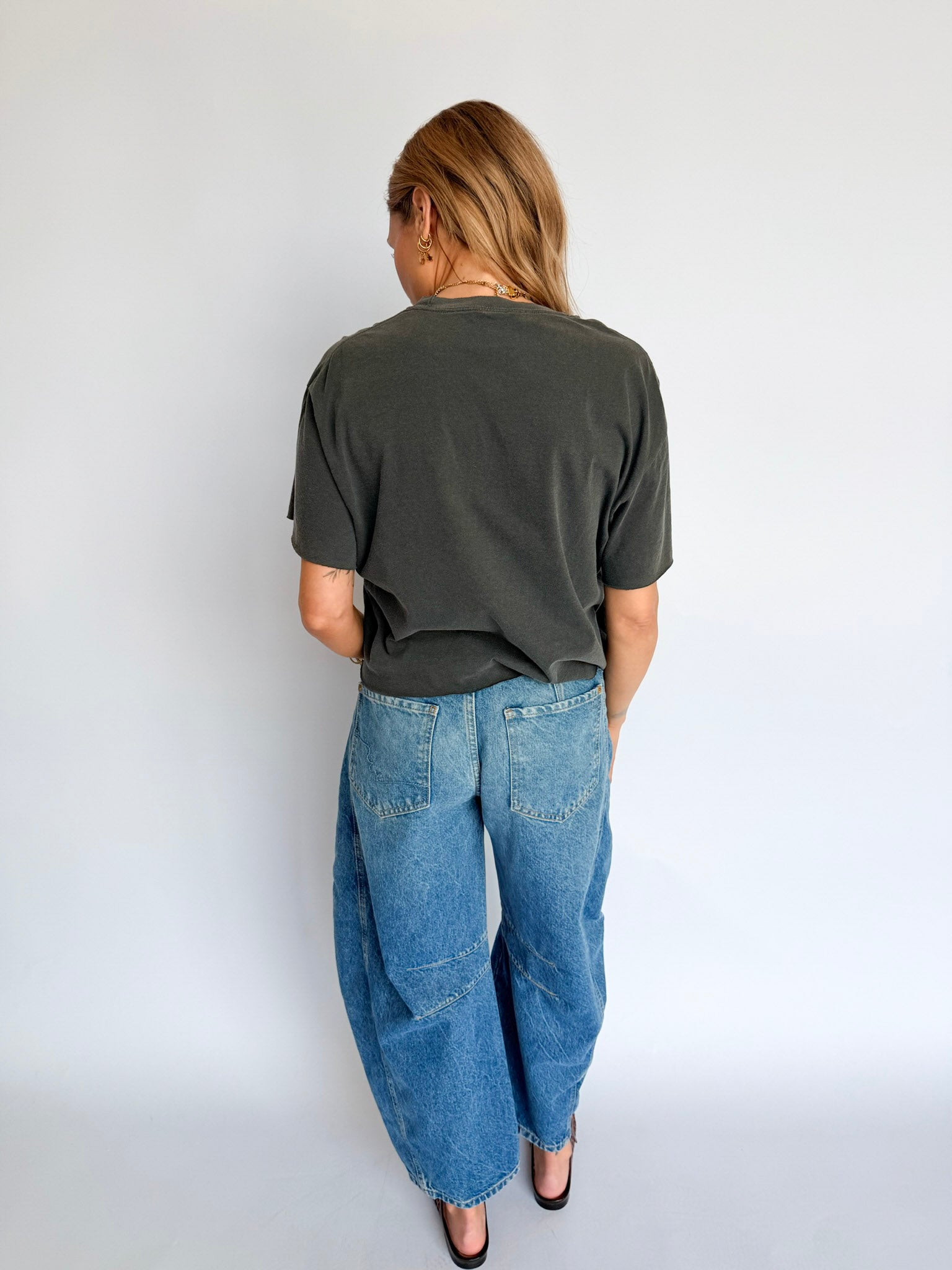 Chloe Oversized Mineral Wash Tee in Charcoal