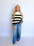 Carla Striped Sweater in Black + White