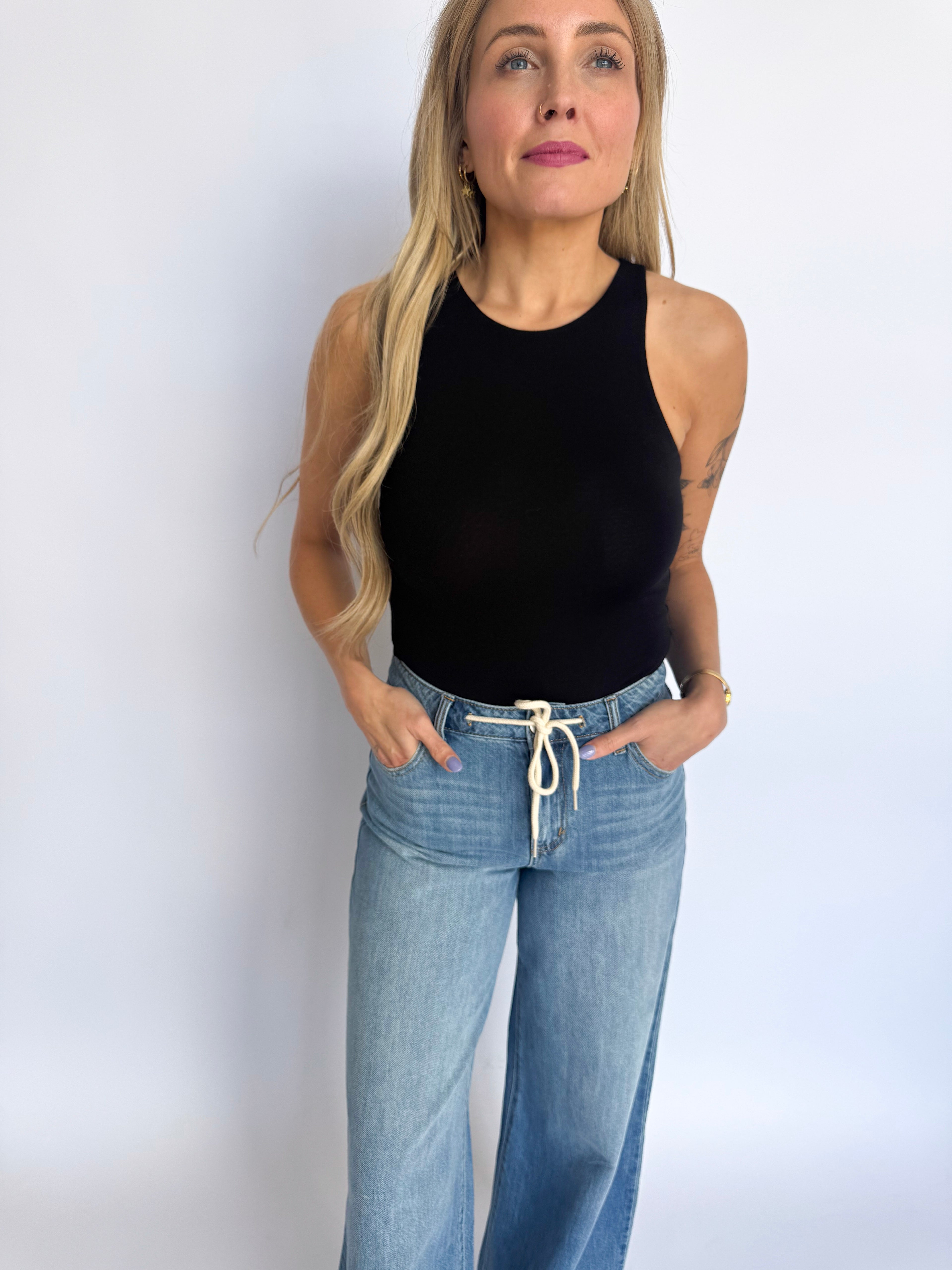 Rhea Tank Bodysuit in Black