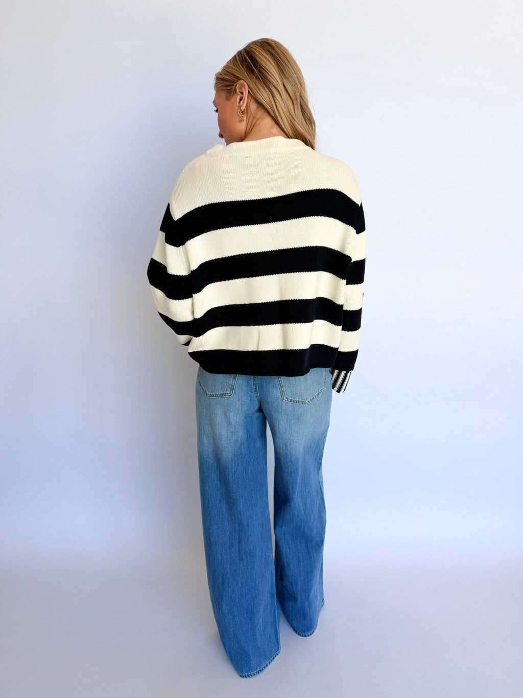 Carla Striped Sweater in Black + White