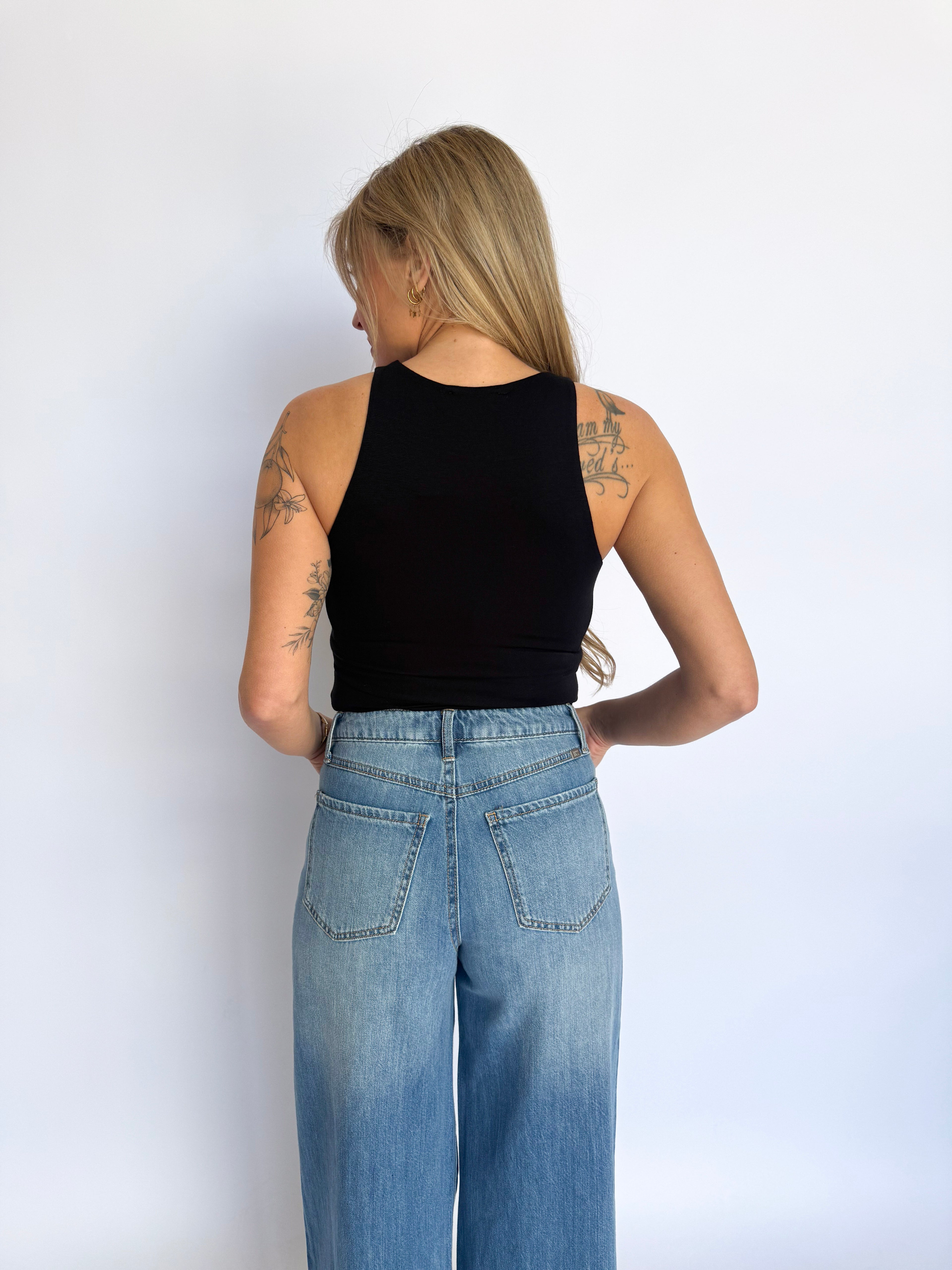 Rhea Tank Bodysuit in Black