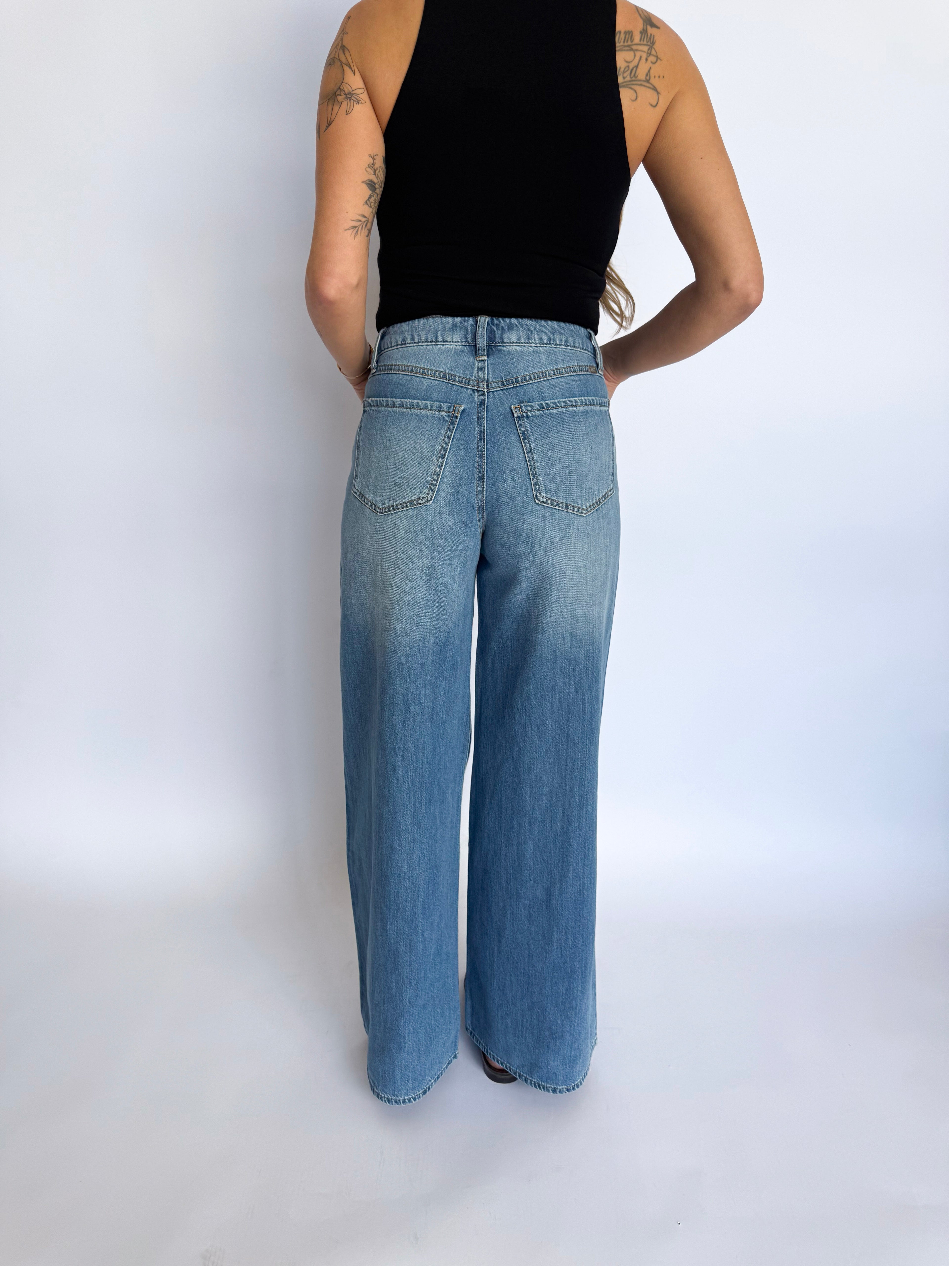 Lyra Wide Leg Drawstring Jeans