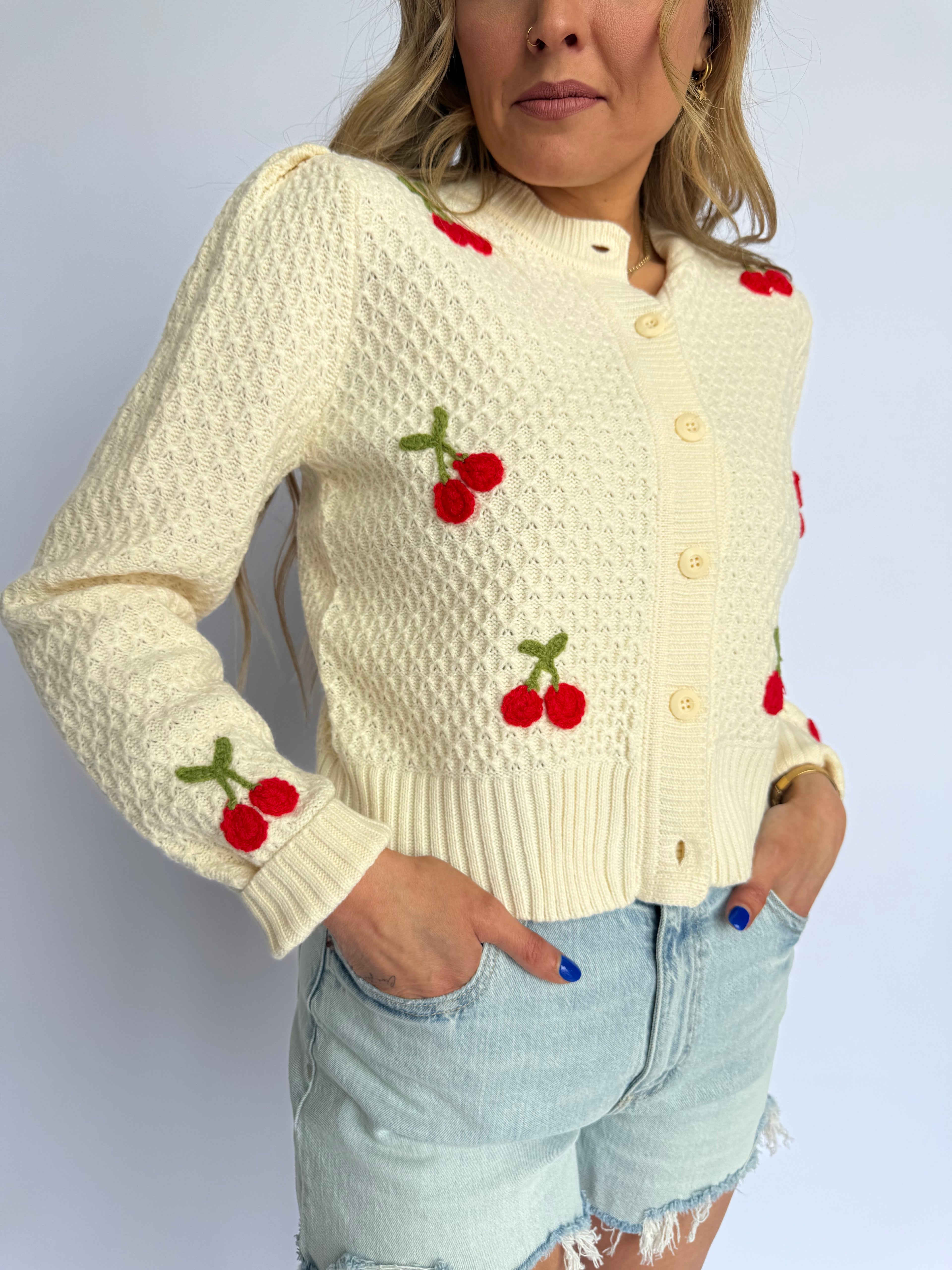 Cherise Crochet Cherry Cardigan