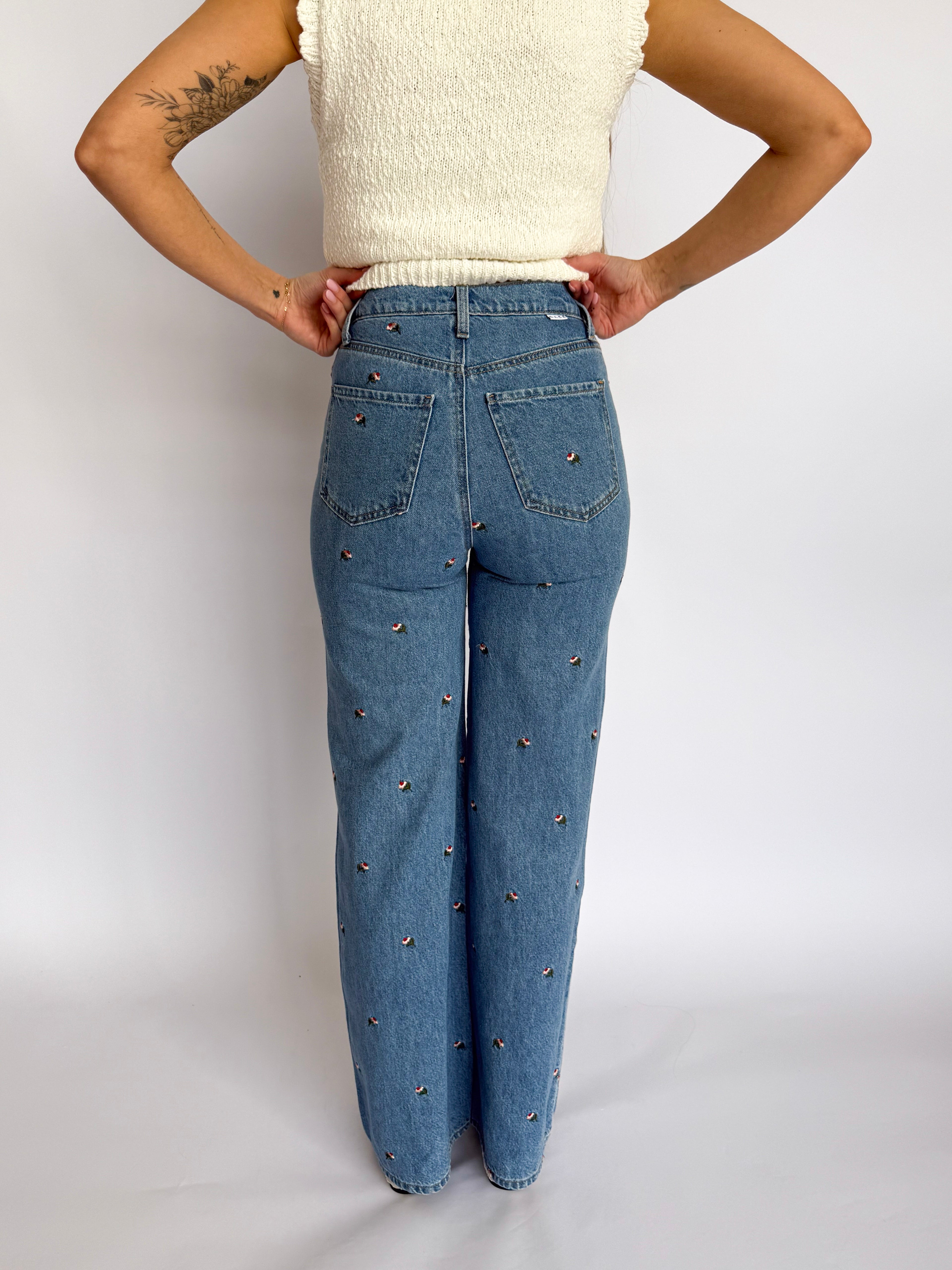 Alexandra High Wide Embroidered Jeans