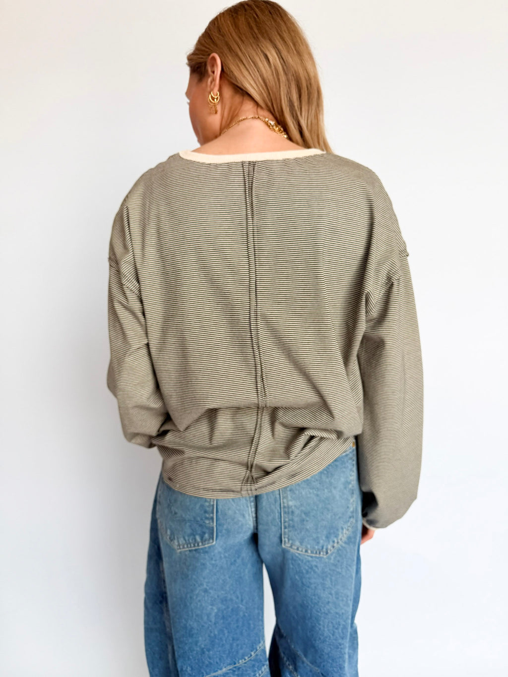 Harper Striped Long Sleeve Tee in Black