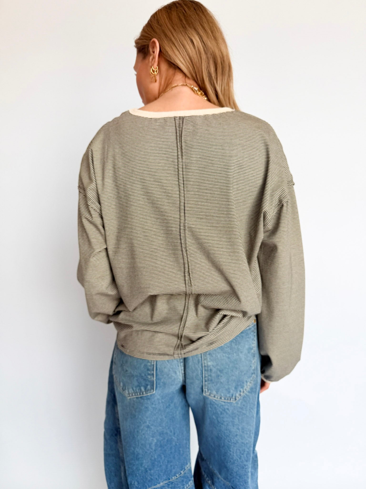 Harper Striped Long Sleeve Tee in Black