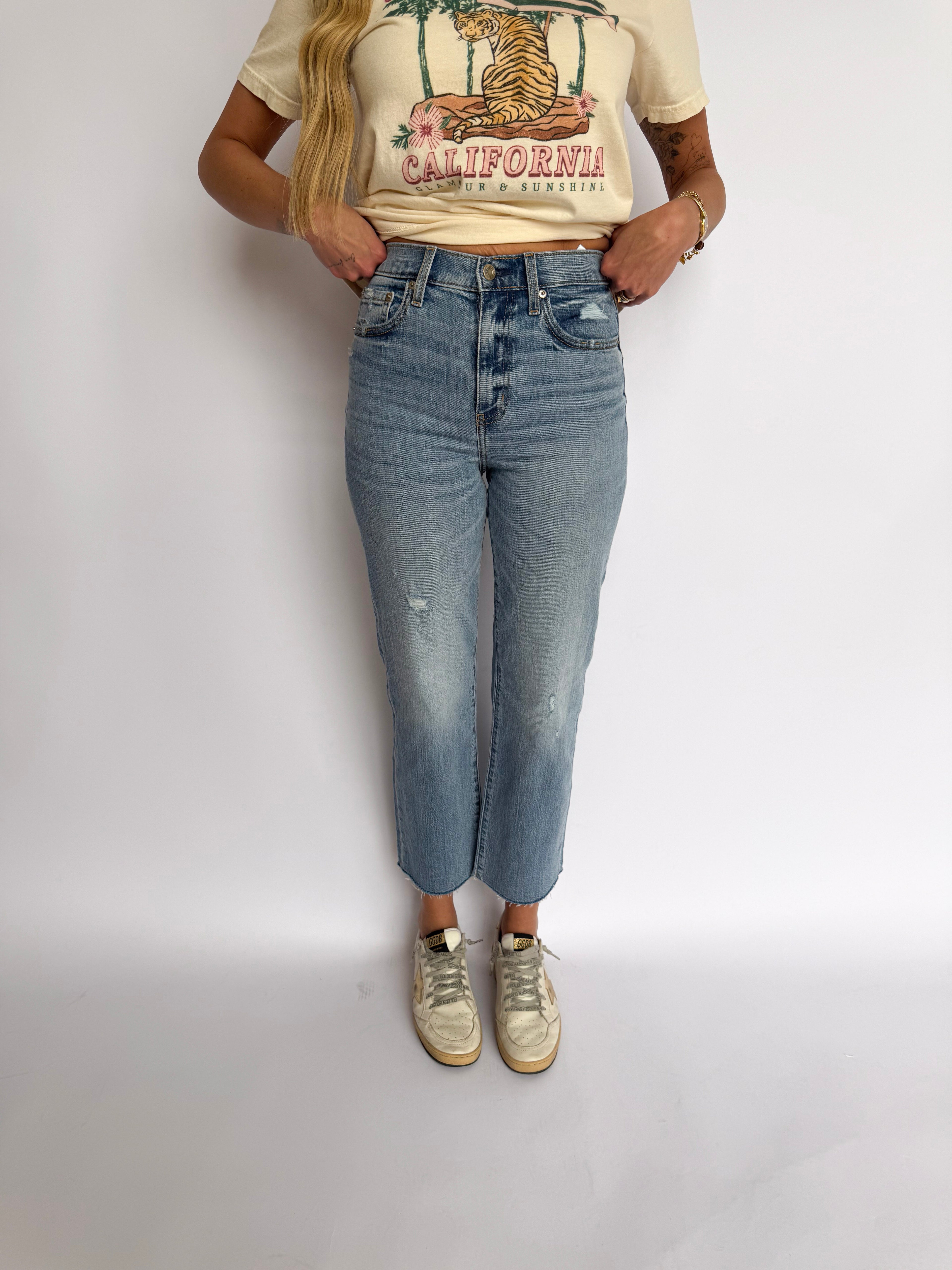 Sable High Rise Straight Crop Jeans