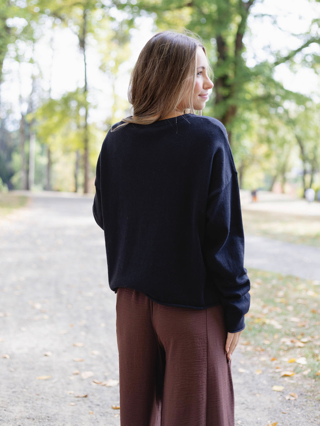 Samantha Lace Trim Pants in Coffee