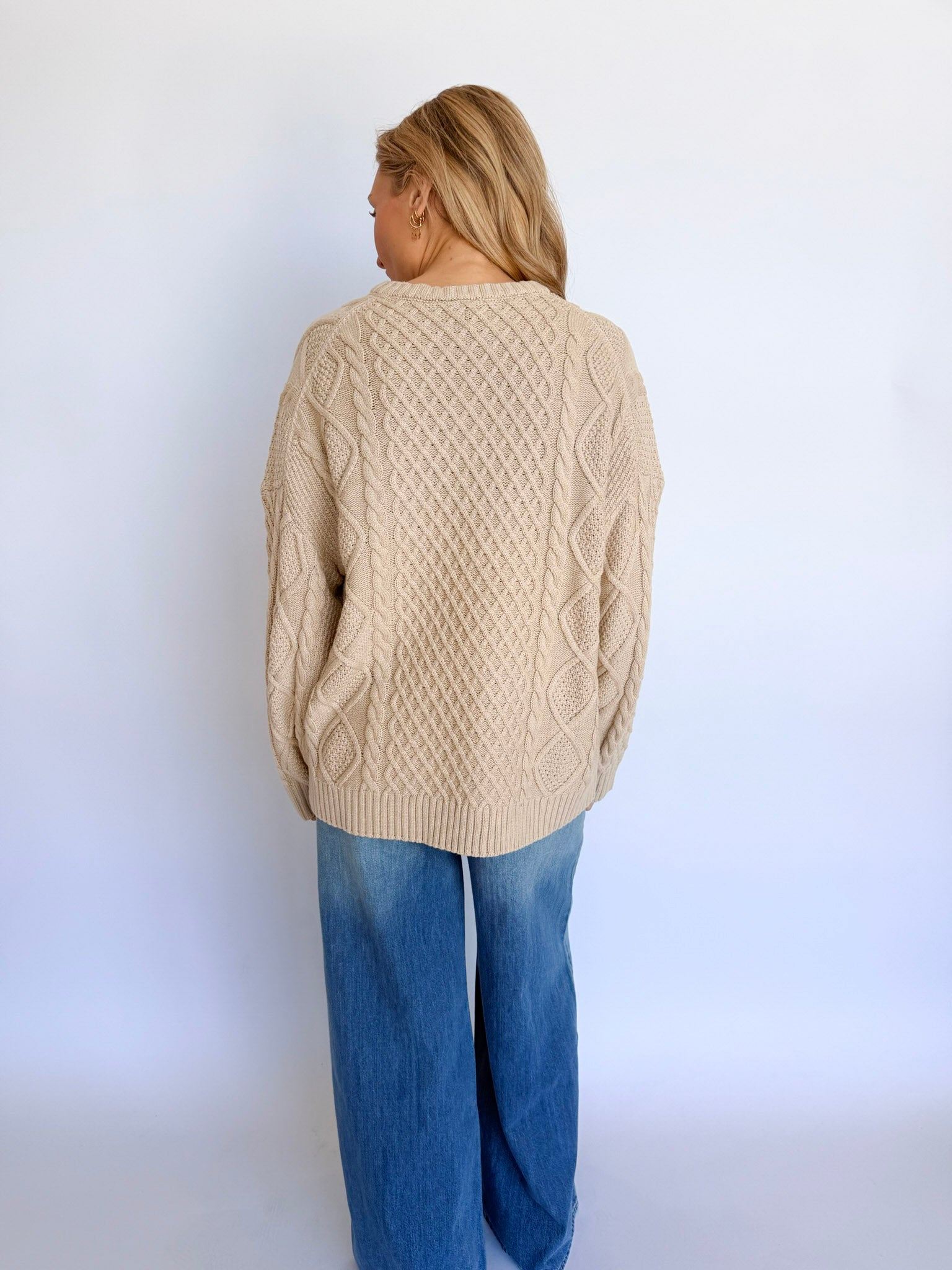 Kaia Cable Knit Sweater in Beige
