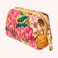 Small Floral Quilted Vanity Bag in Mustard