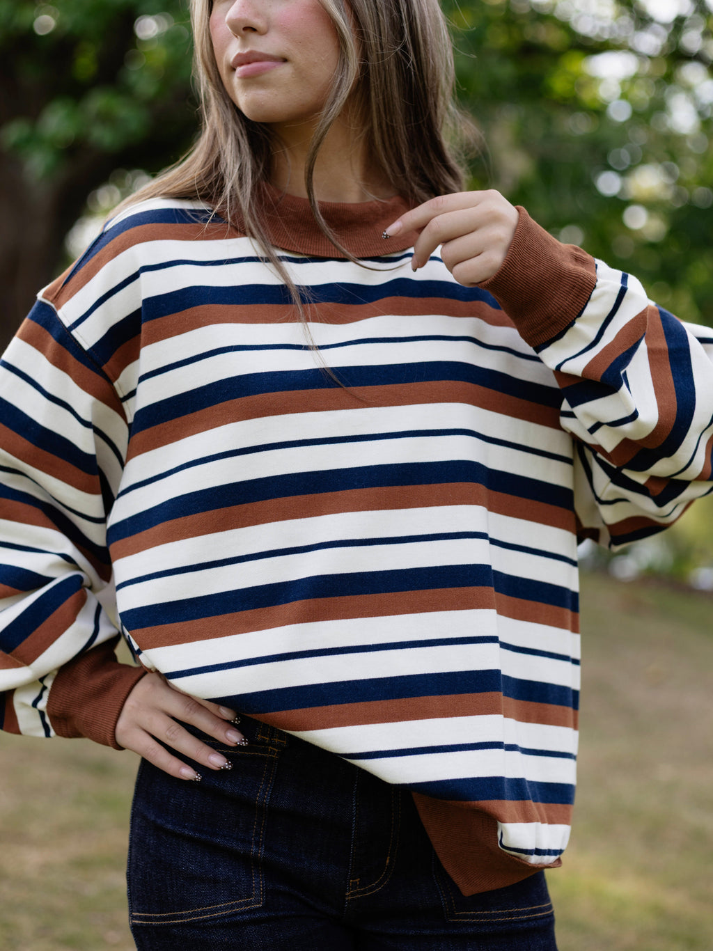 Valerie Oversized Striped French Terry Sweatshirt