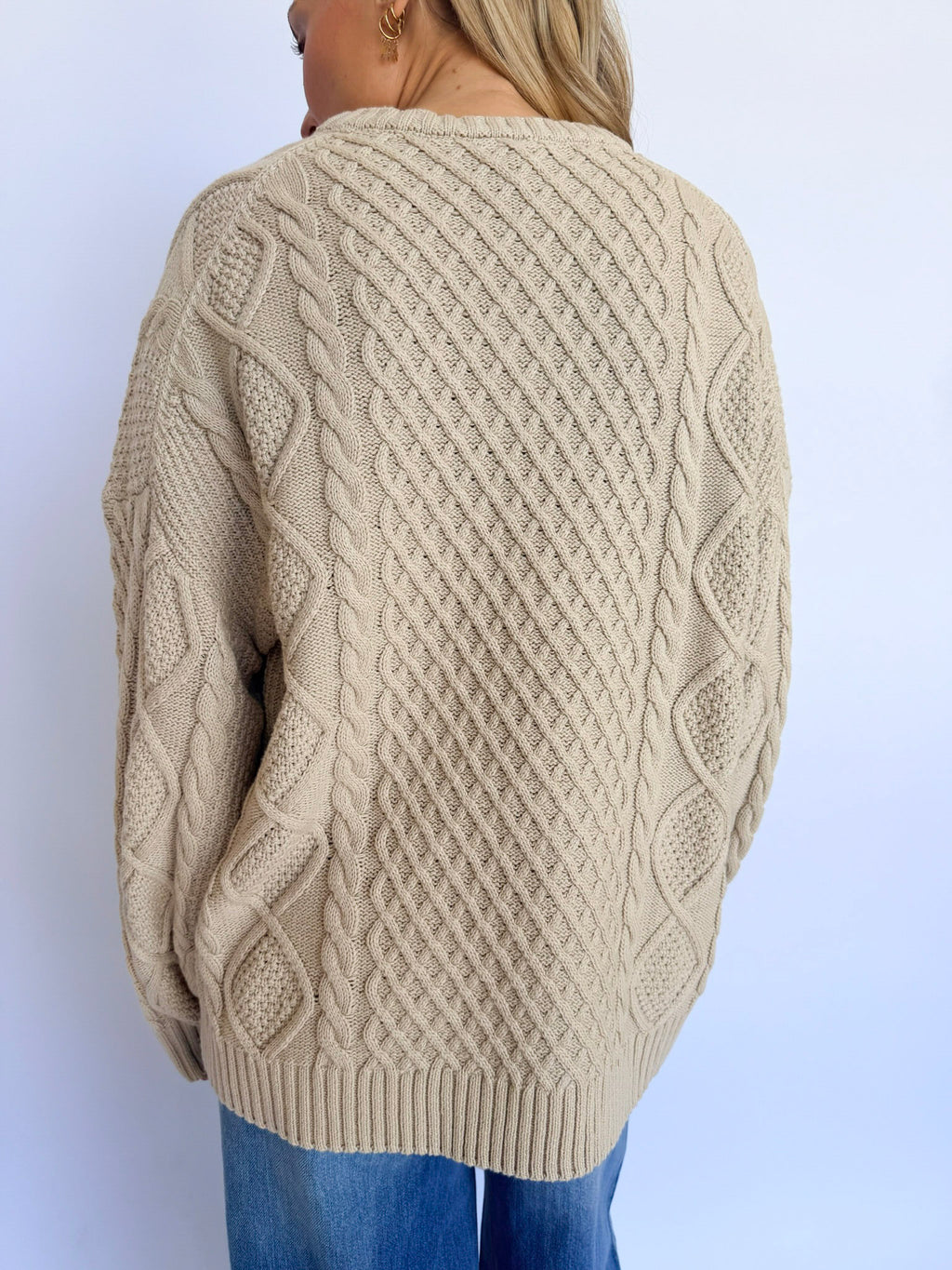 Kaia Cable Knit Sweater in Beige