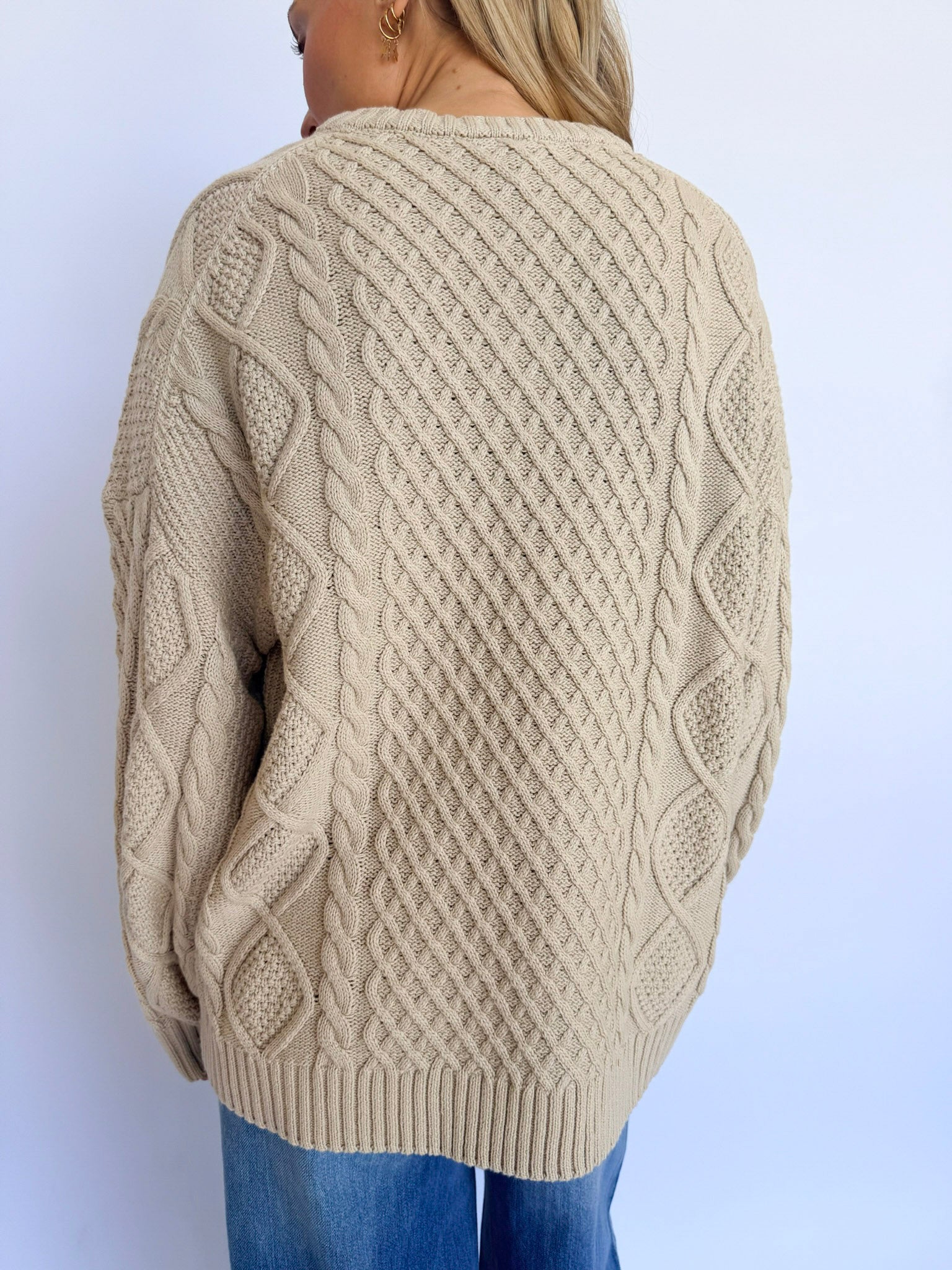 Kaia Cable Knit Sweater in Beige