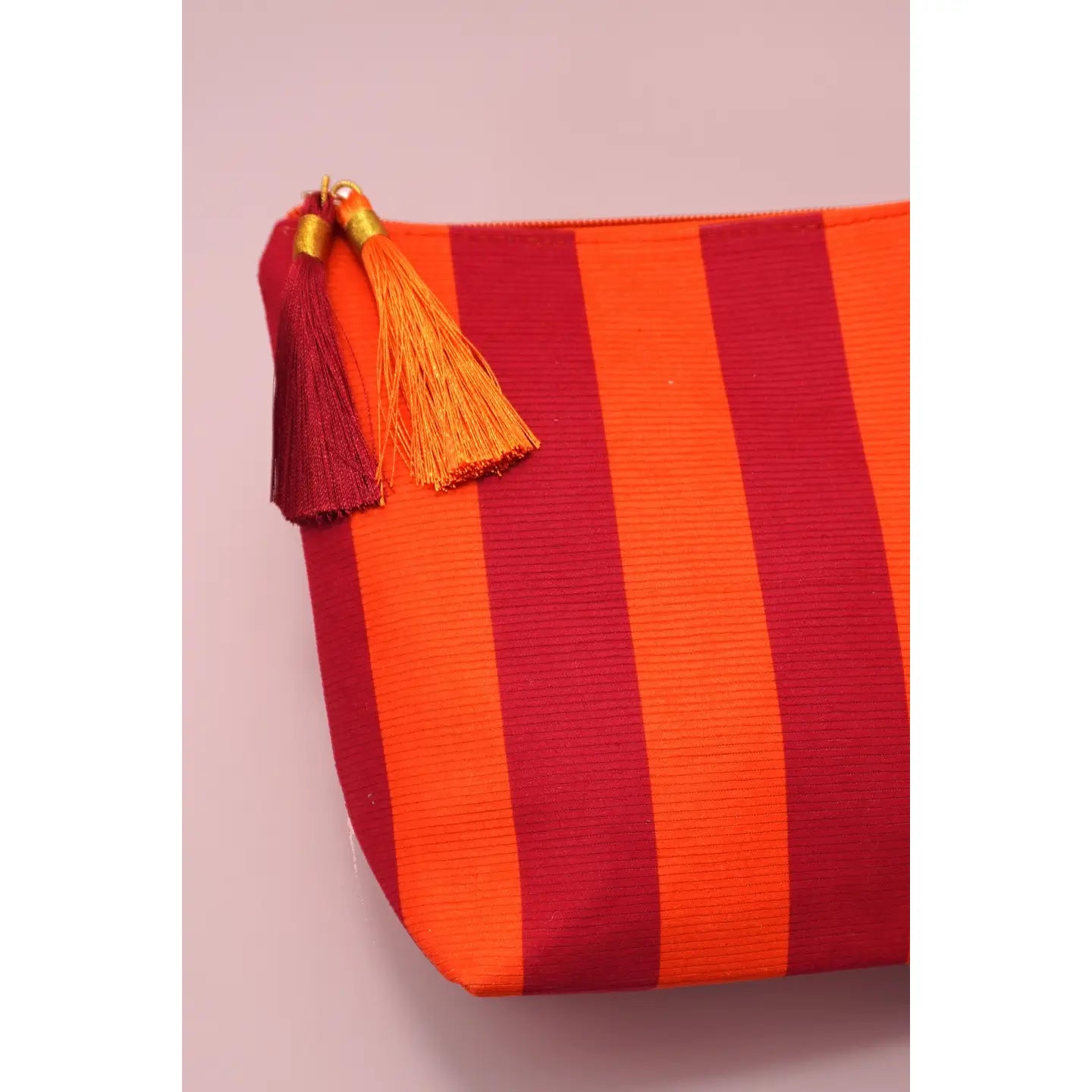 Novalie Striped Tassel Pouch in Red Orange
