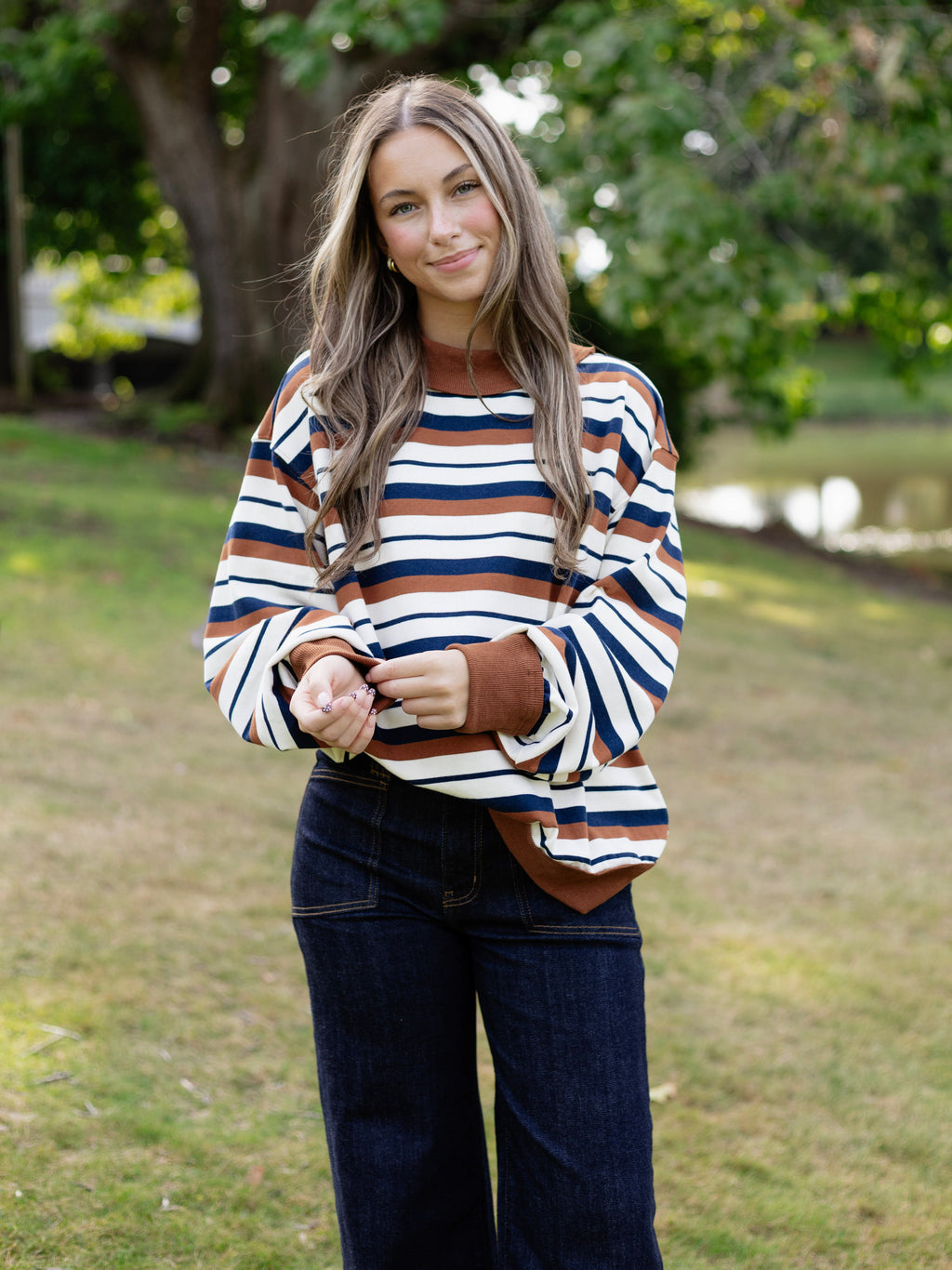 Valerie Oversized Striped French Terry Sweatshirt