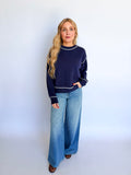 Shari Multi Contrast Detail Knit Top