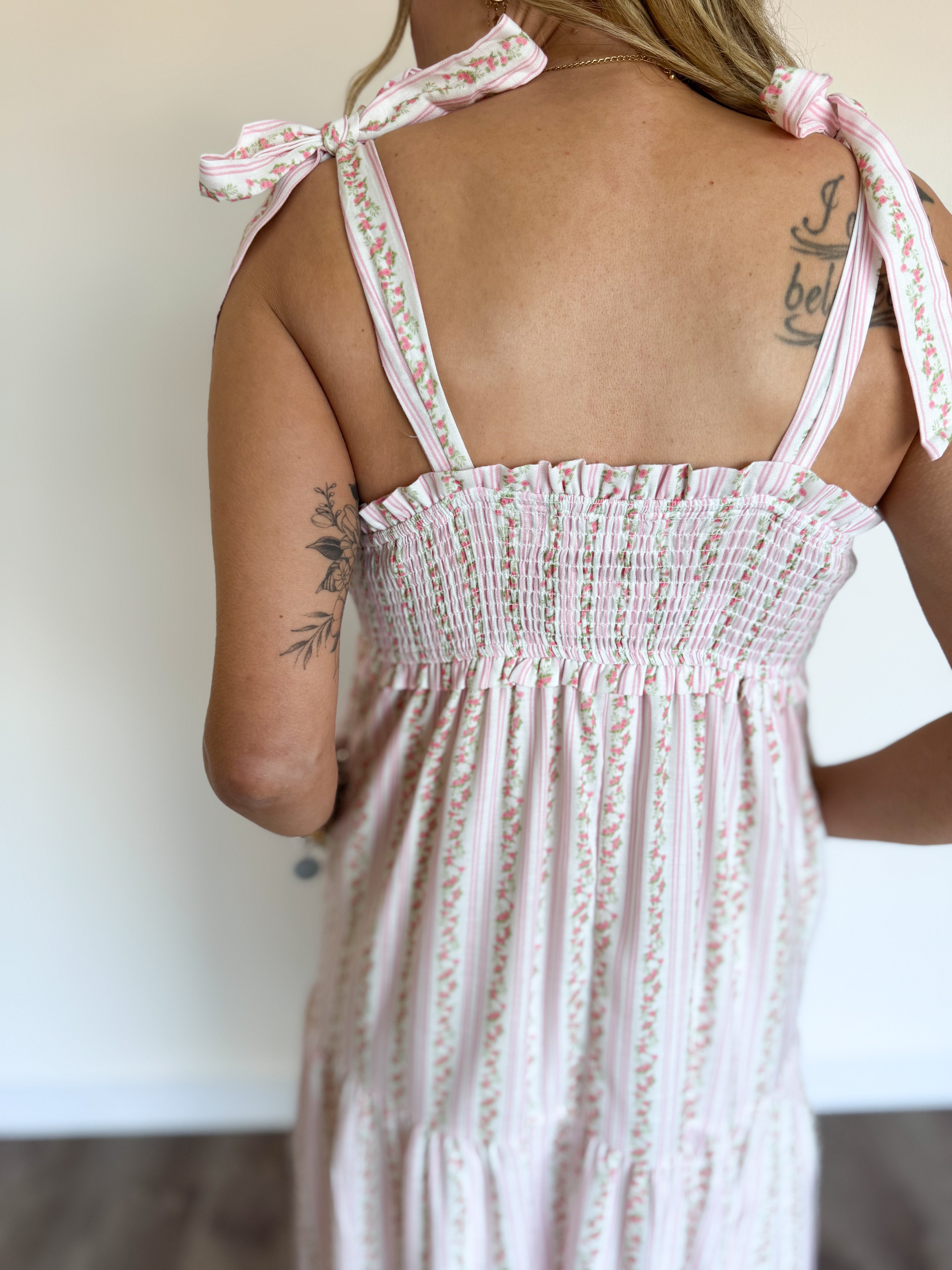 Sinclair Floral Maxi Dress in Ivory Pink