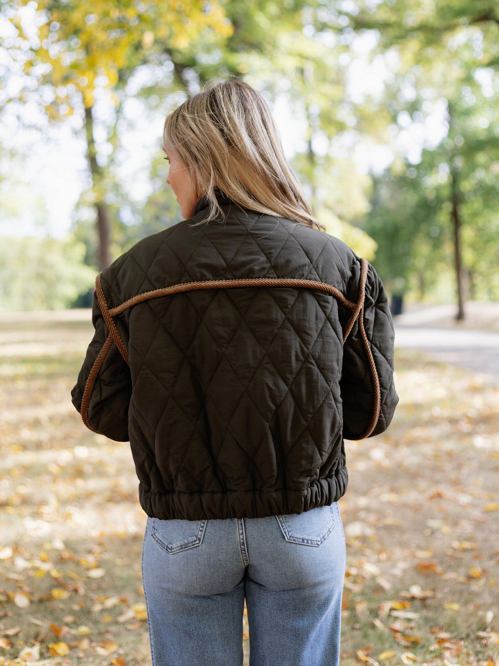 Hallie Corduroy Trim Jacket in Olive