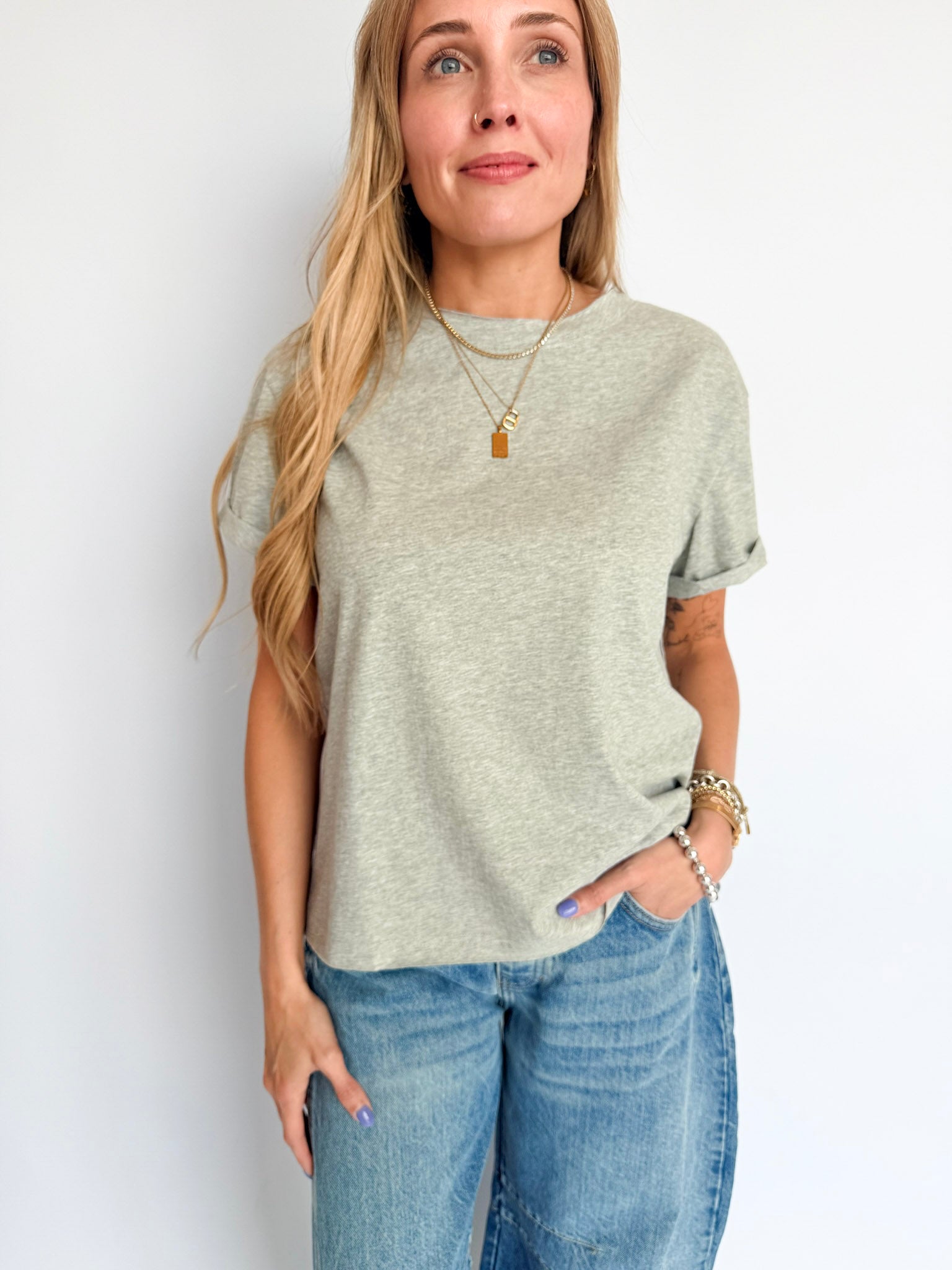Mali Baby Tee in Heather Grey