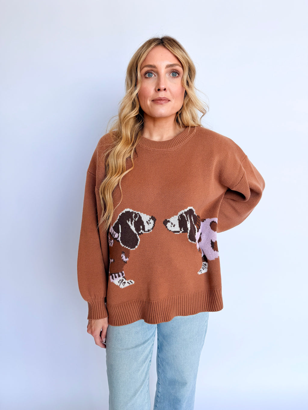 Kylie Knit Dog Sweater in Burnt Orange