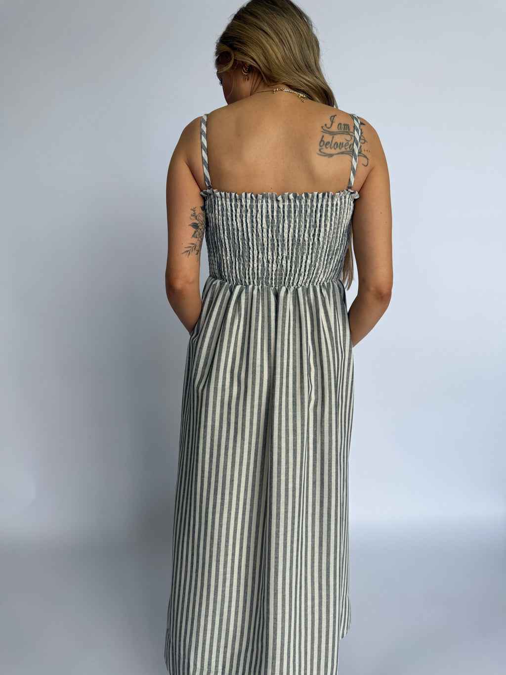 Alabette Striped Maxi Dress in Black