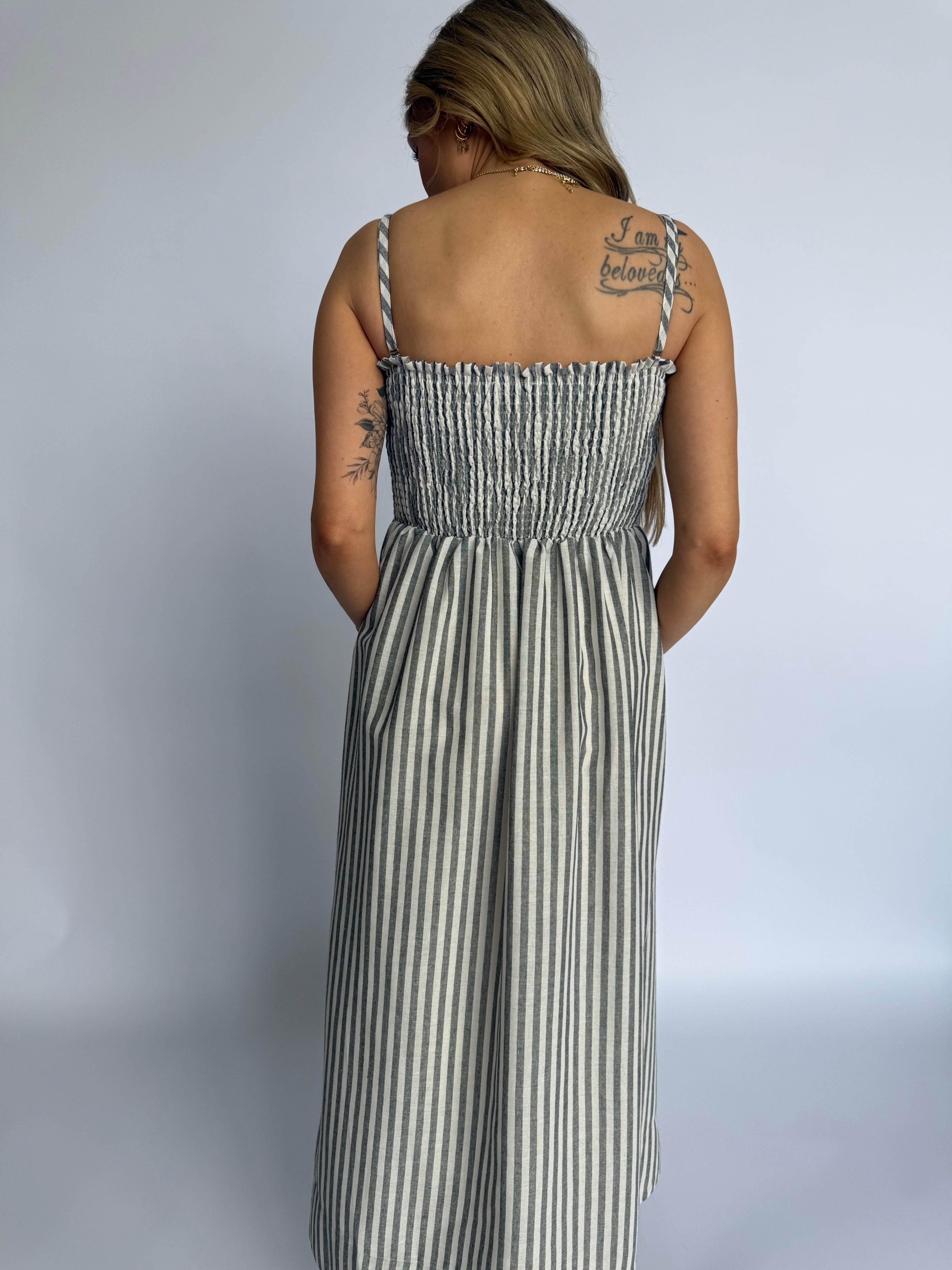 Alabette Striped Maxi Dress in Black