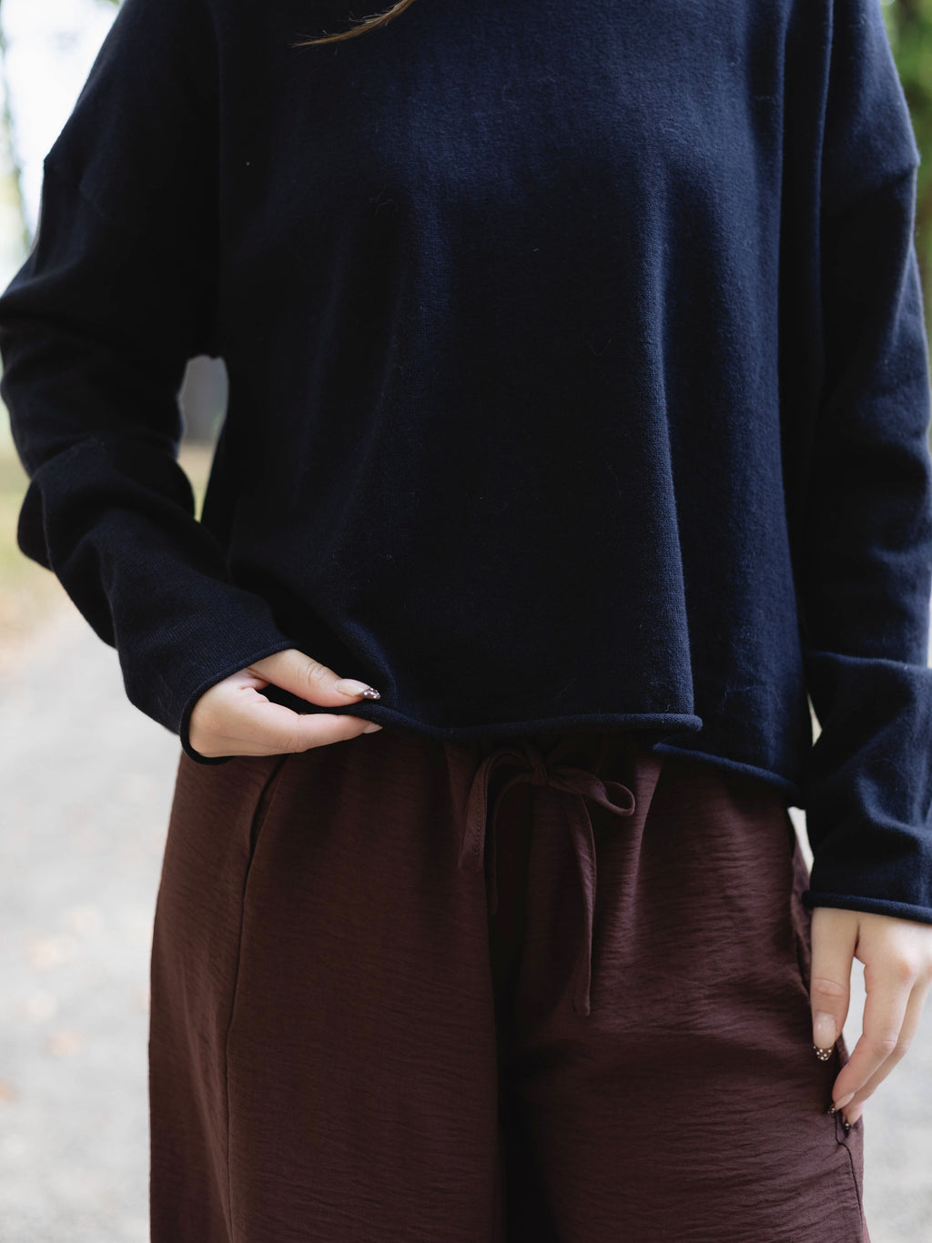 Samantha Lace Trim Pants in Coffee