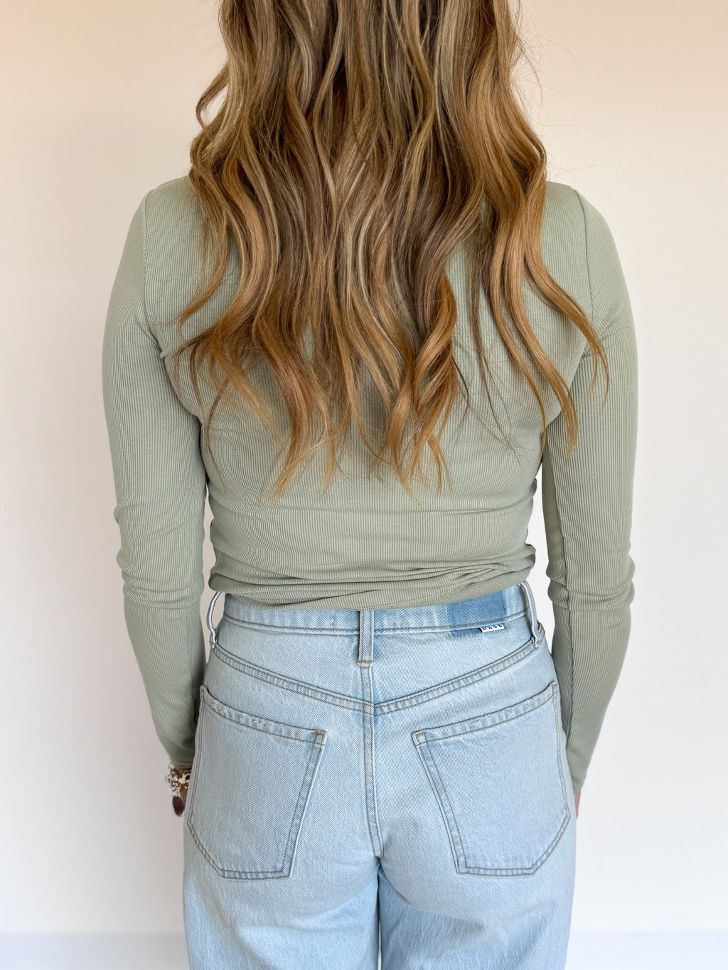 Daphne Ribbed LS Top in Seagrass