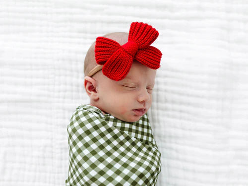 Sweater Bow - Red Chunky Knit
