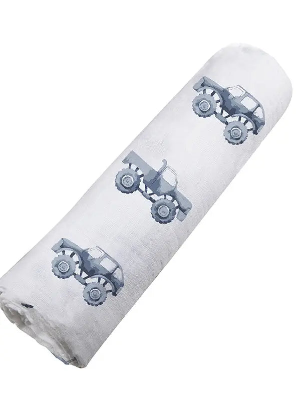 Indigo Monster Trucks Cotton Swaddle