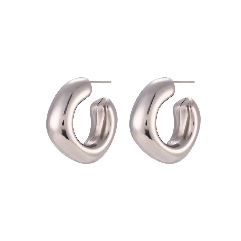 Margot Puffy Square Hoops in Silver