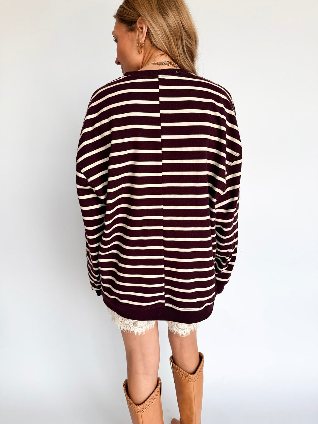 Adeline Striped Long Sleeve Top in Raspberry