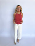 Nerina Ribbed Fitted Tank in Brick