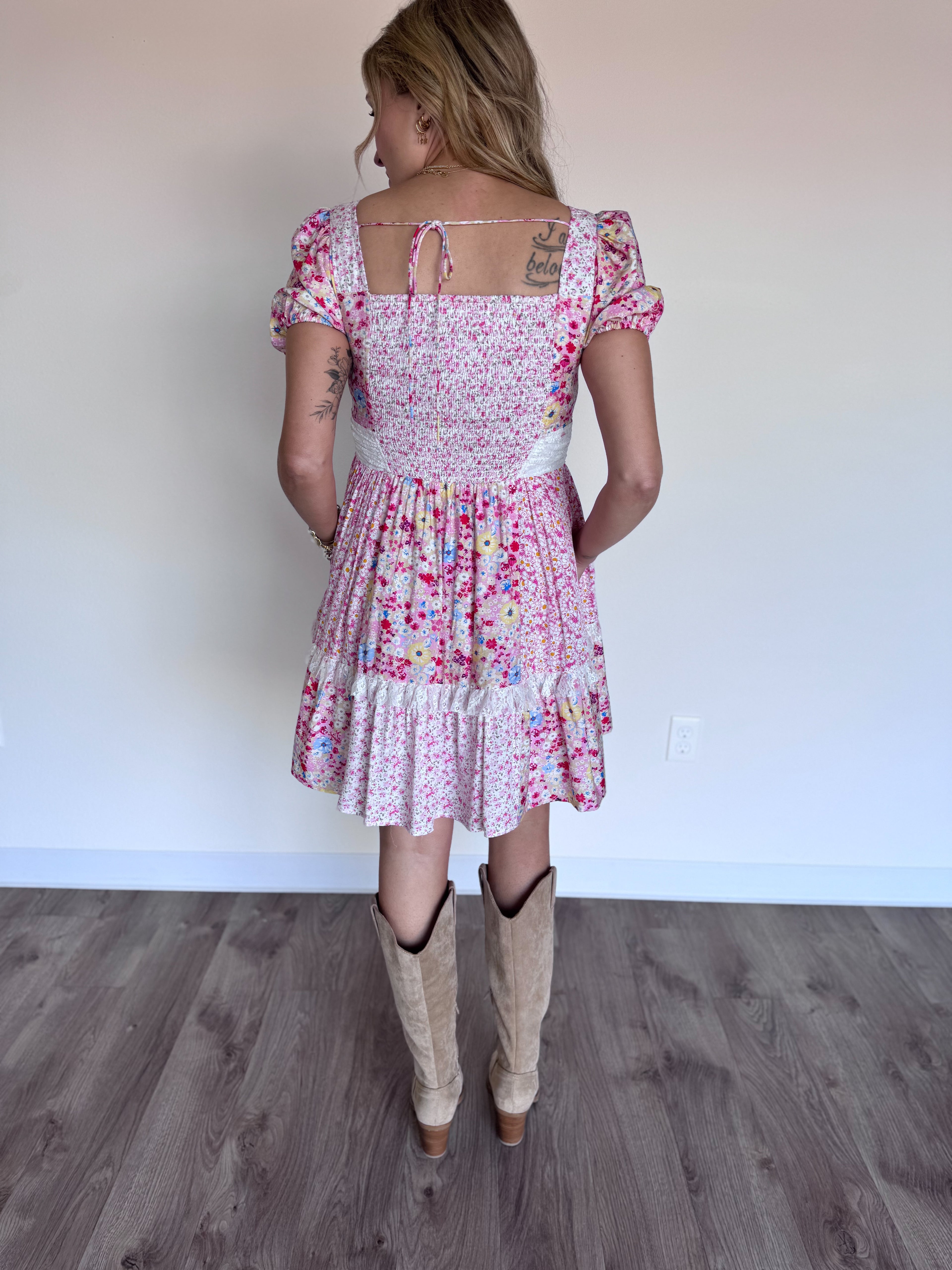 Wrenley Mixed Media Floral Dress