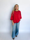 Michele Oversized French Terry Top in Red