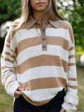 Aubrey Knitted Classic Polo in Tan