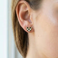 Alanna Checkered Heart Earrings in Gold