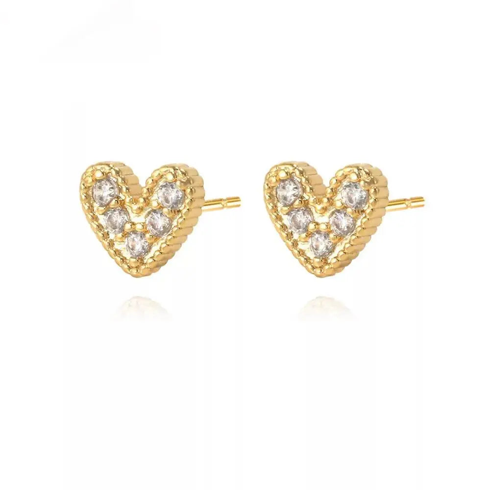 Sahira Nia Pave Heart Earrings in Gold