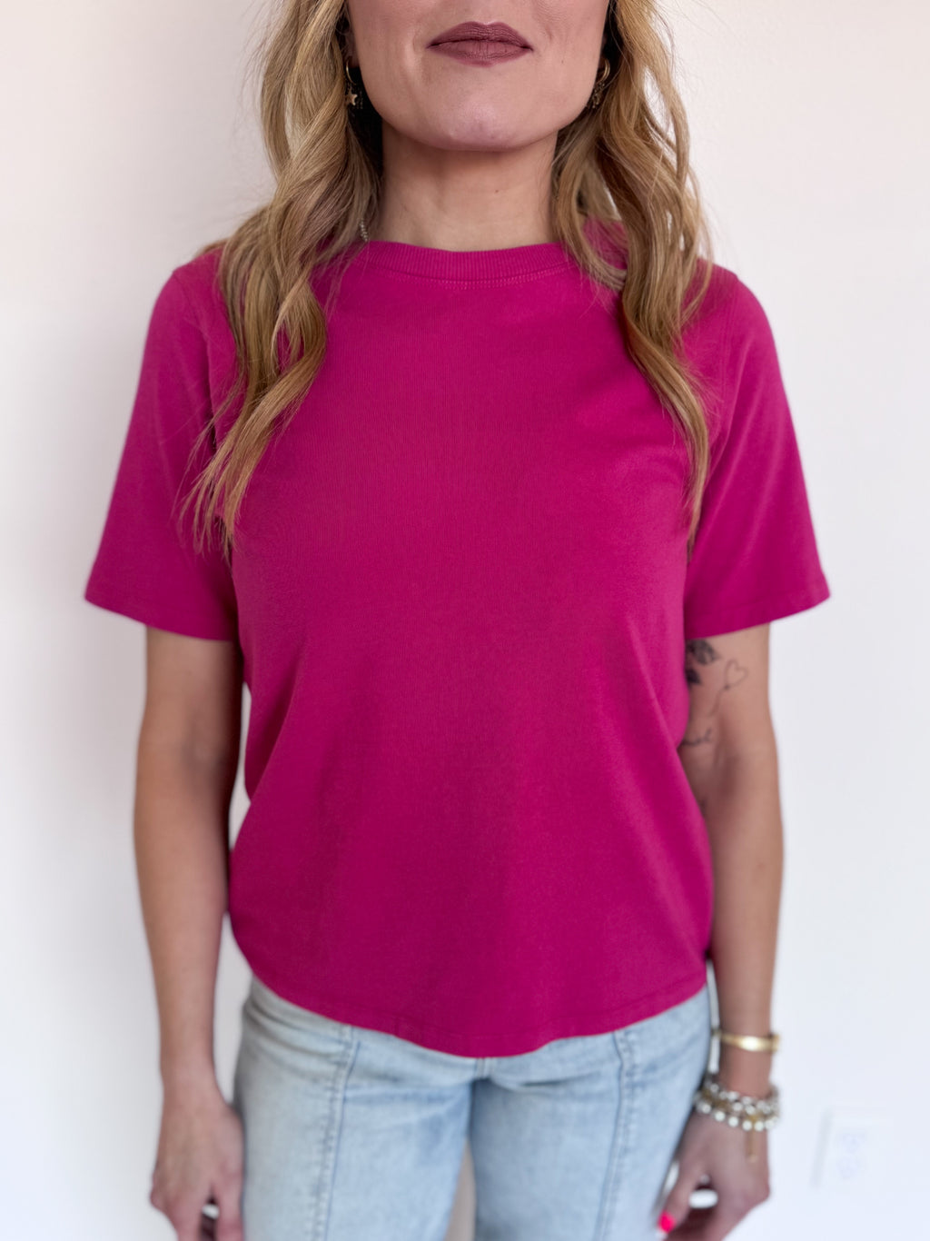 Camila Boxy Fit Tee in Plum Pink