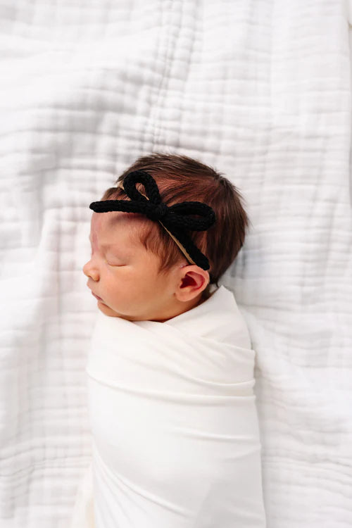 Crochet Bow Headband - Black