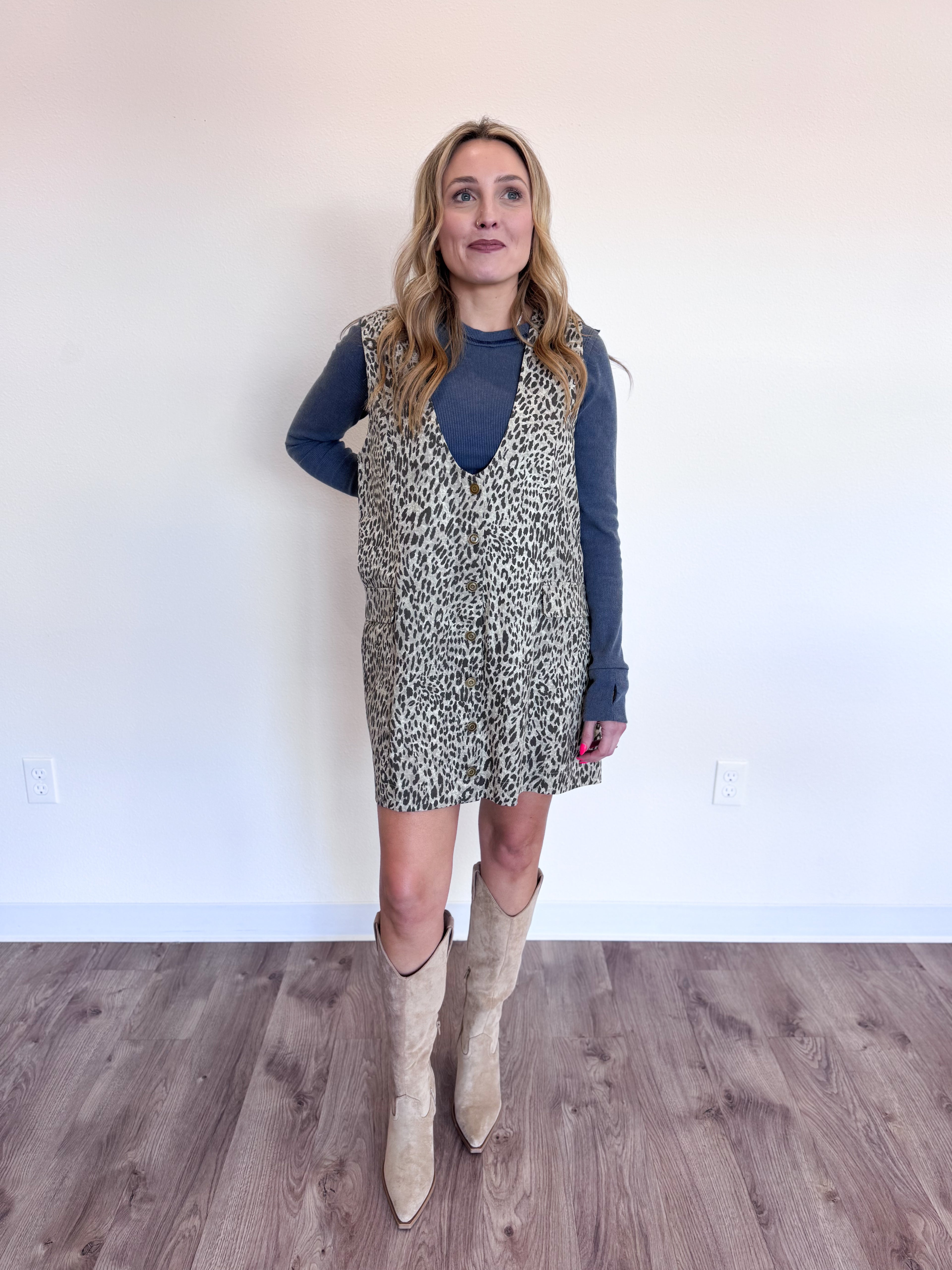 Parker Leopard Denim Mini Dress