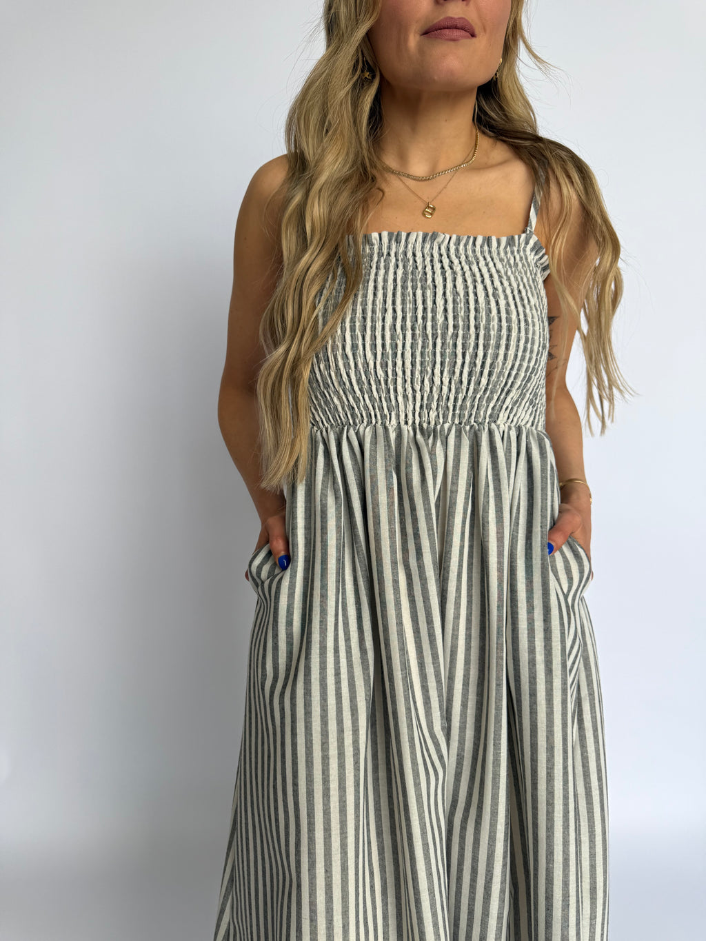 Alabette Striped Maxi Dress in Black