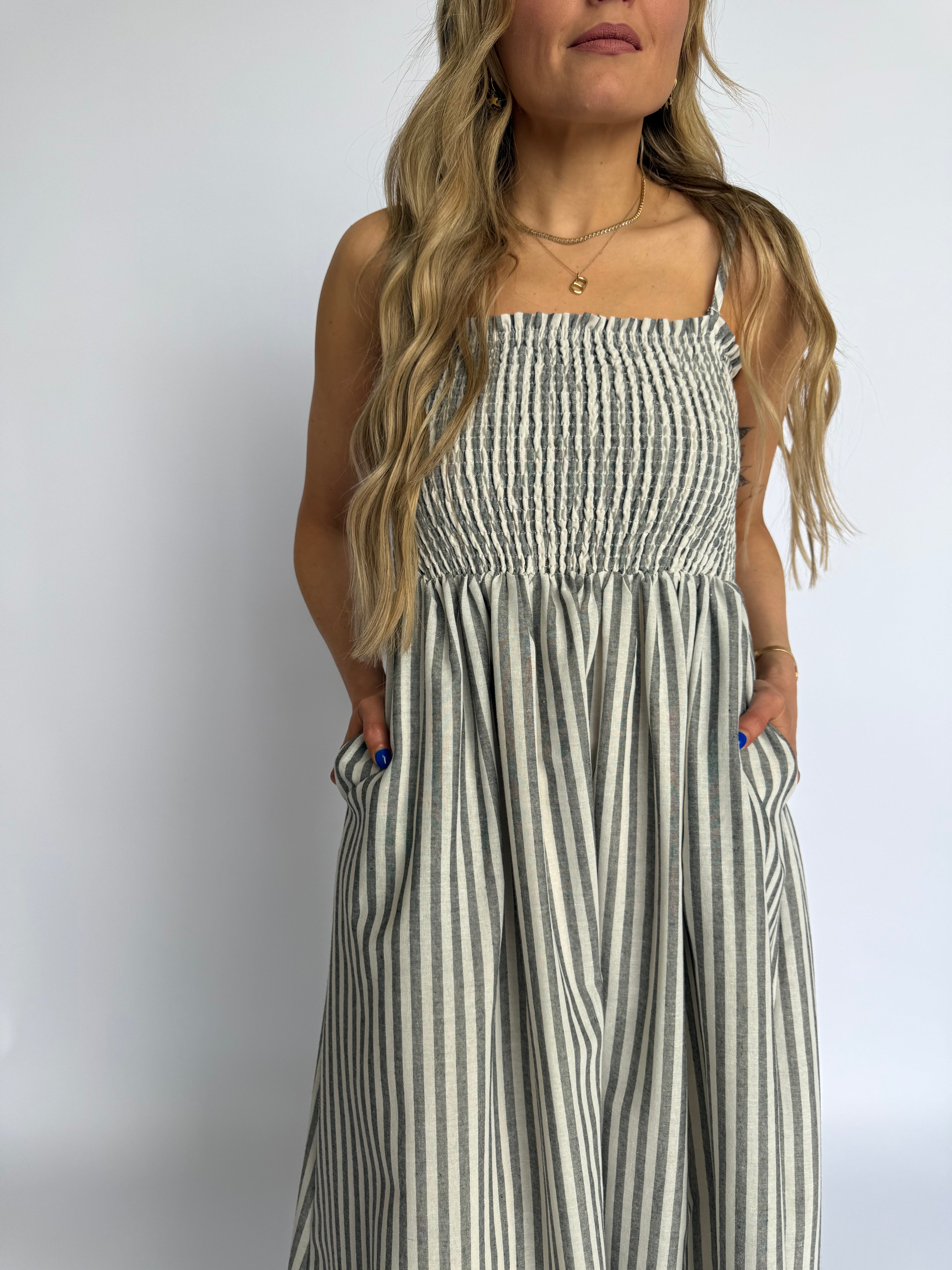 Alabette Striped Maxi Dress in Black