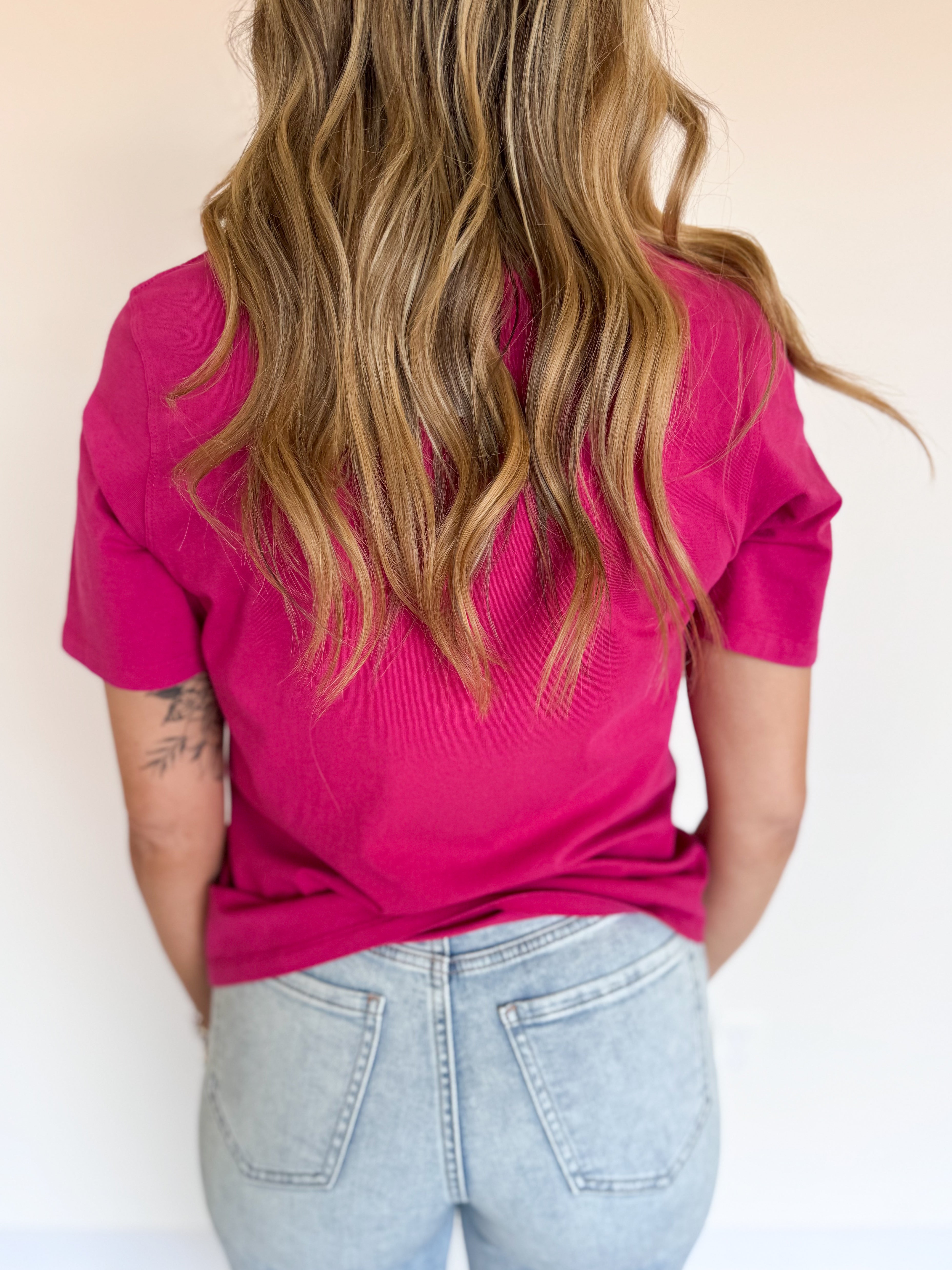 Camila Boxy Fit Tee in Plum Pink