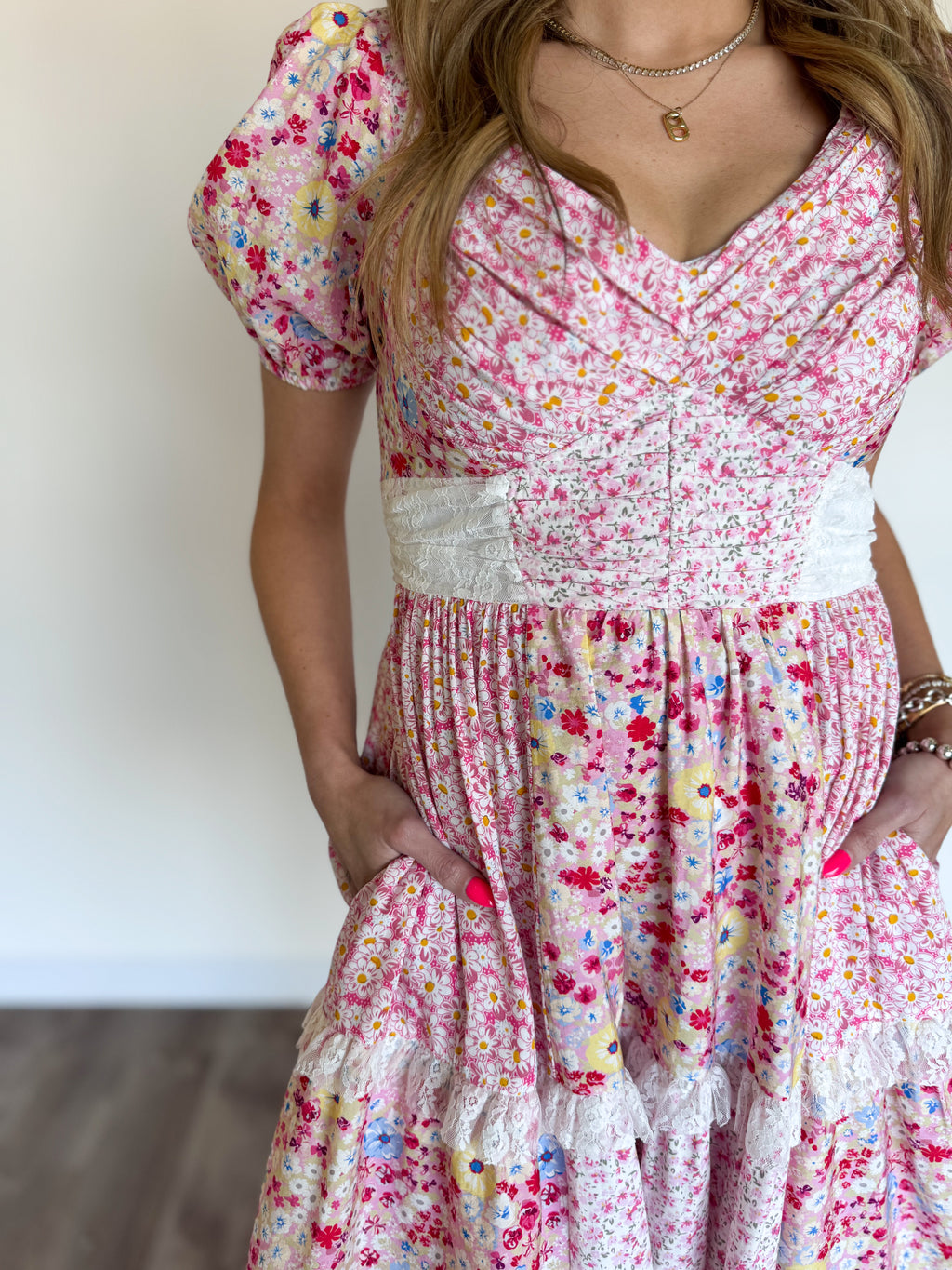 Wrenley Mixed Media Floral Dress