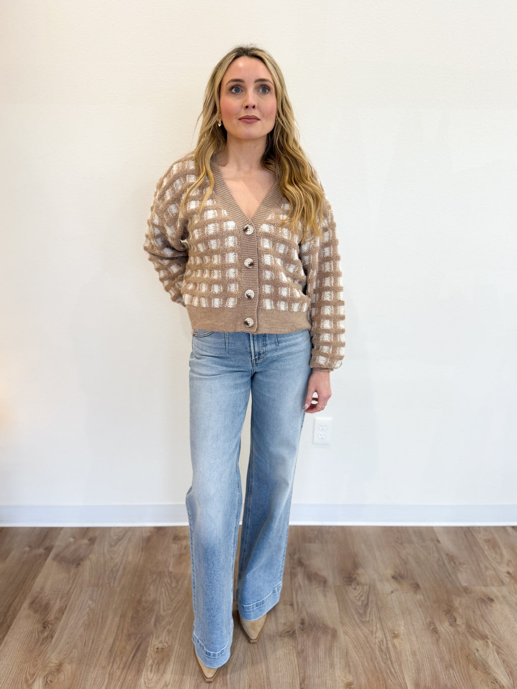 Dori Cropped Cardigan in Taupe