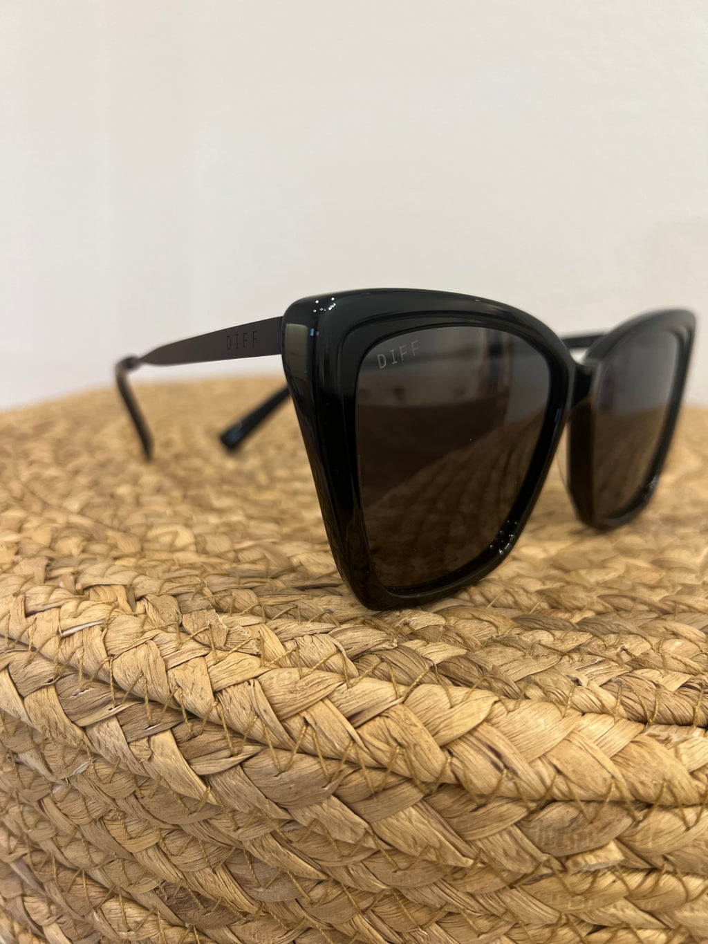Diff Becky II Sunglasses in Black + Dark Smoke