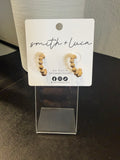 Sarah Textured Beaded Hoops in Gold