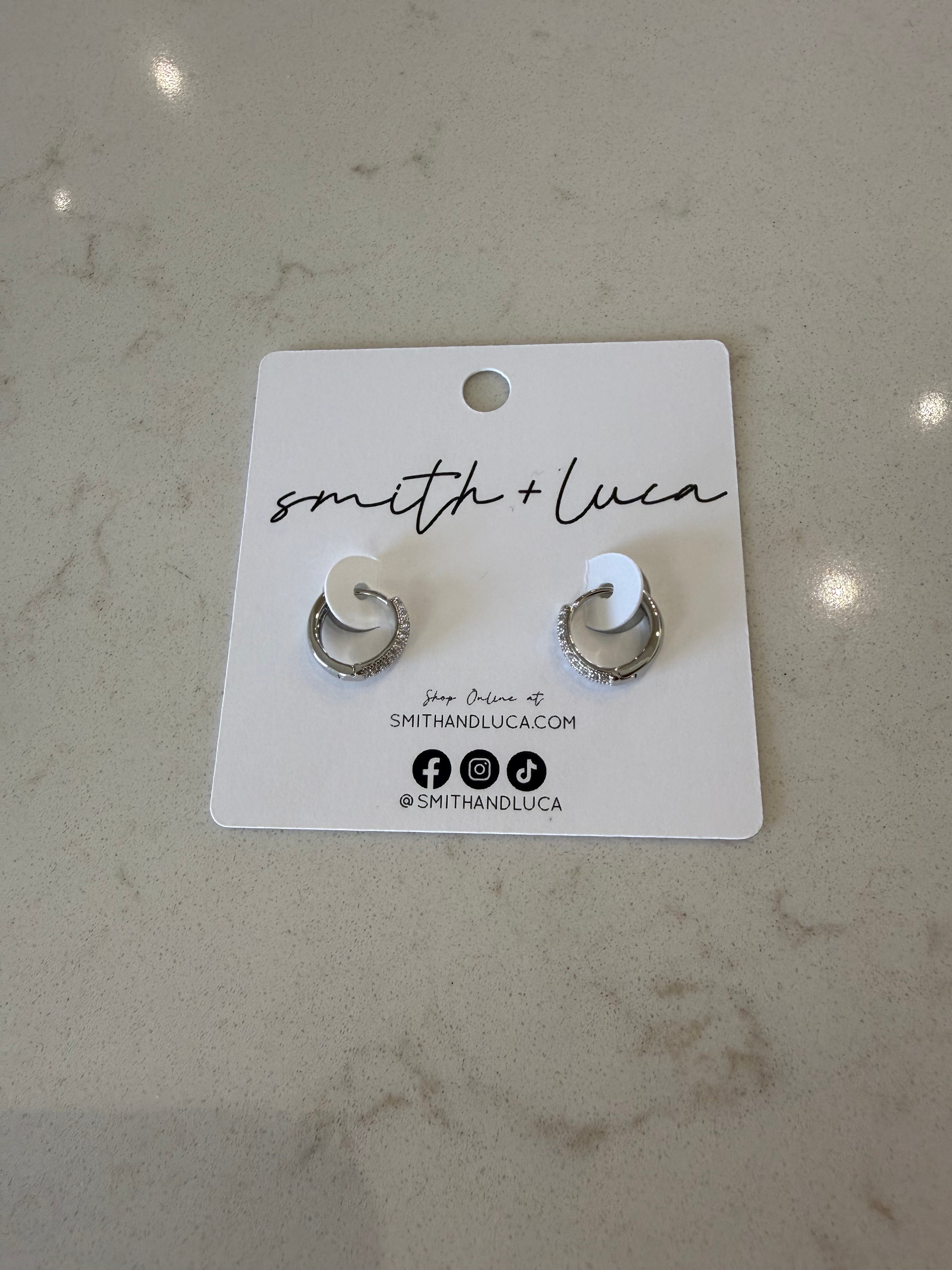 Hannah Sparkle Huggie Hoops in Silver
